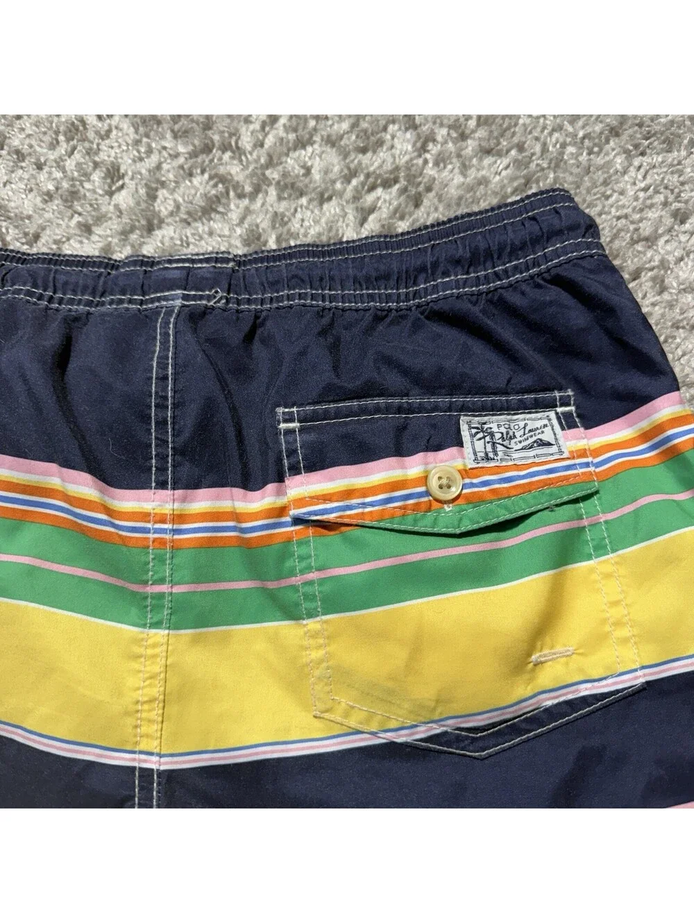 Polo Ralph Lauren Youth Boys Large 14-16 Striped Swim Trunks Lined Drawstring
